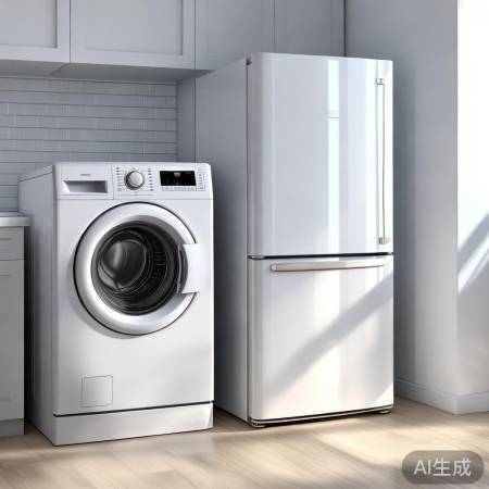 白色家电齐上阵：白色洗衣机与白色冰箱完美搭配
