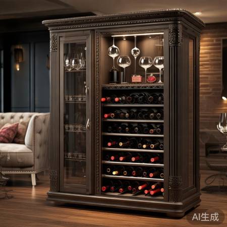 红酒杯套装酒柜效果图:实用与美观并存的选择